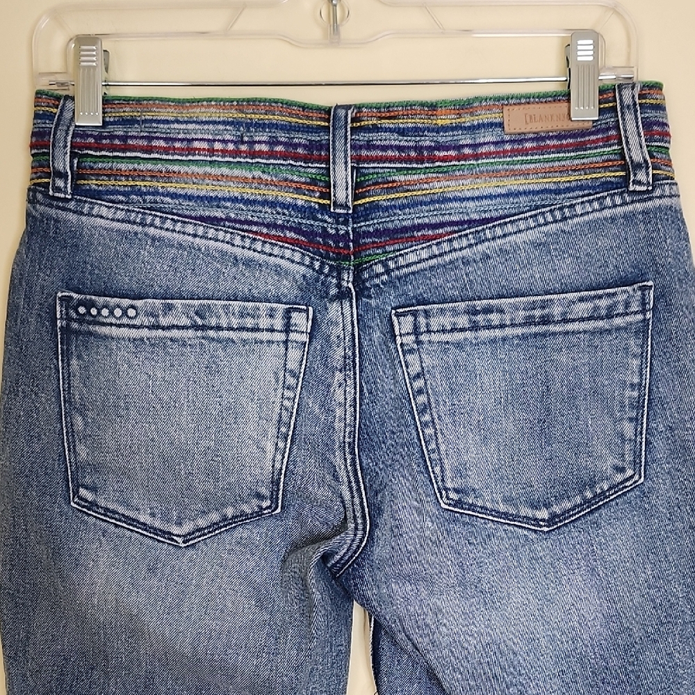 Blank NYC Button Fly Flare Rainbow Embroider Jeans - Picture 6 of 16